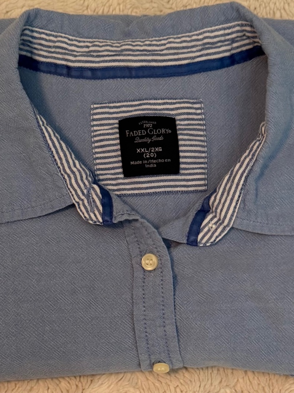Faded Glory Women’s Light Blue Button Front Shirt XXL 20 Long Sleeve Collared